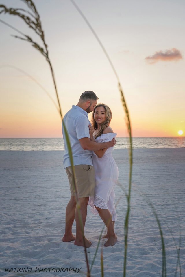 Photo of the romantic couple on the Marco Island beach by Katrina Photography